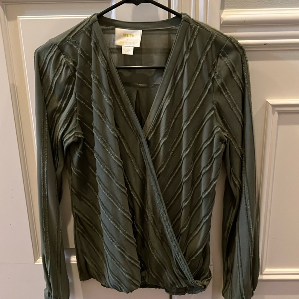 Maeve by Anthropolgie.  Casual top in olive green size small.